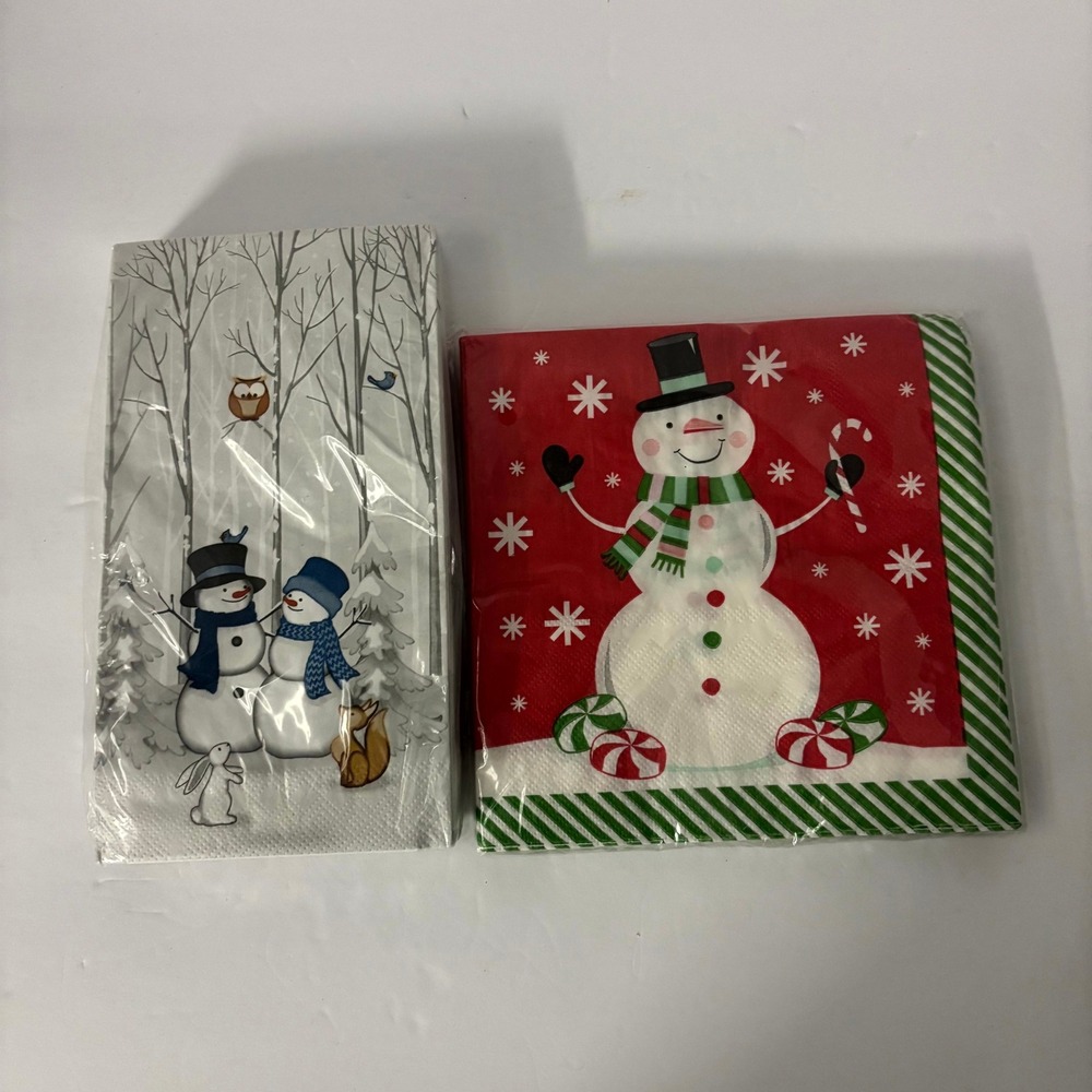Christmas Snowman Paper Napkins Set 40ct Winter Holiday Table Decor New